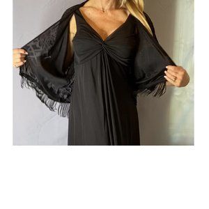 MAUVE Black Shear Jacket with 3 1/2" tassels on bottom , size M